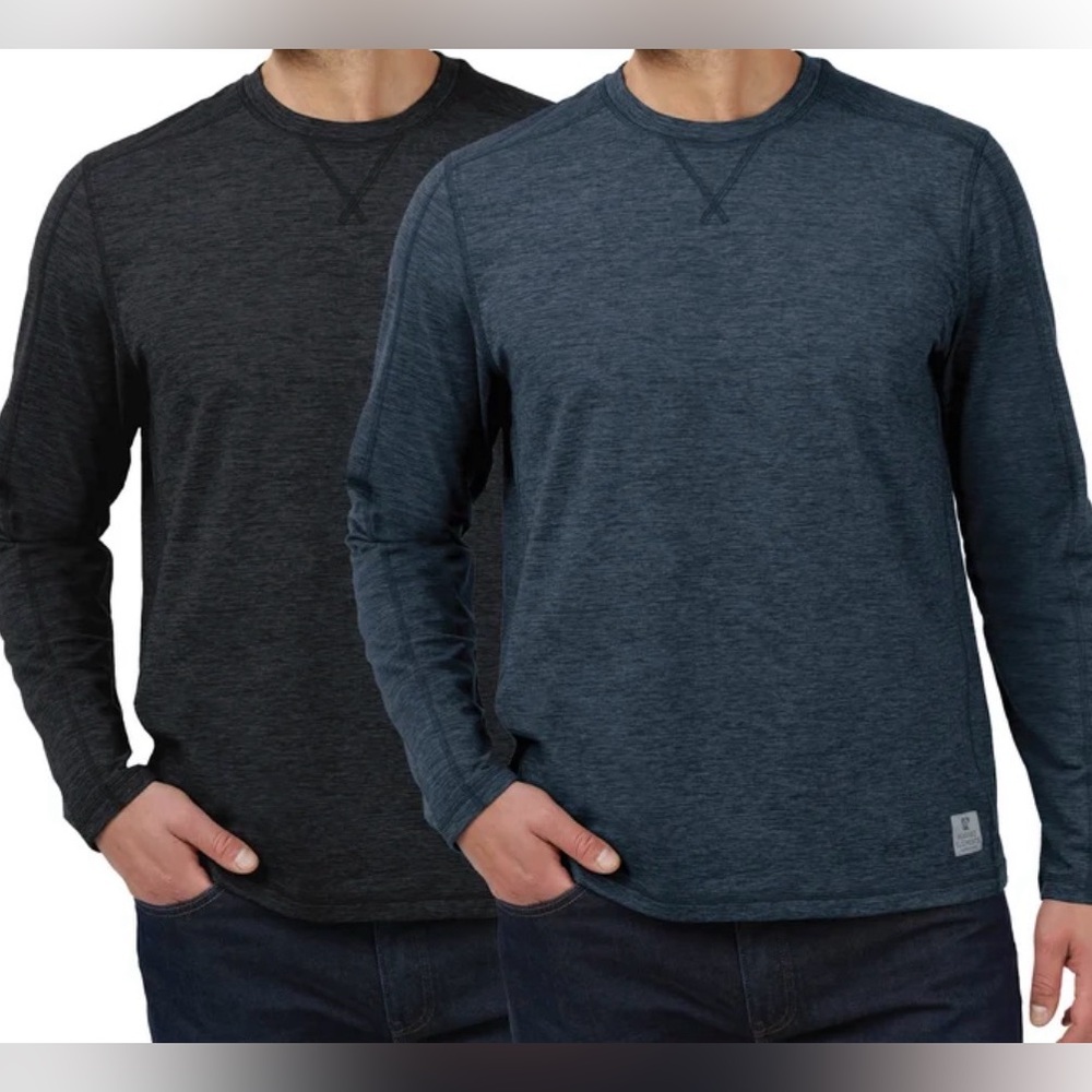 RUGGED ELEMENTS  2 PACK  SUEDED LONG SLEEVE CREW